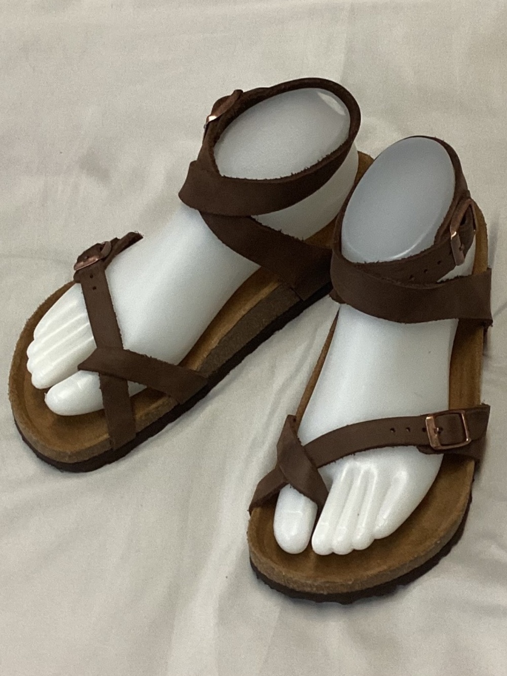 Birkenstock Yara gladiator sandals ankle strap oiled leather dark tan women’s 5